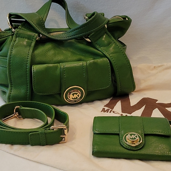Michael Kors Handbags - Michael Kors Green Leather Purse and Wallet